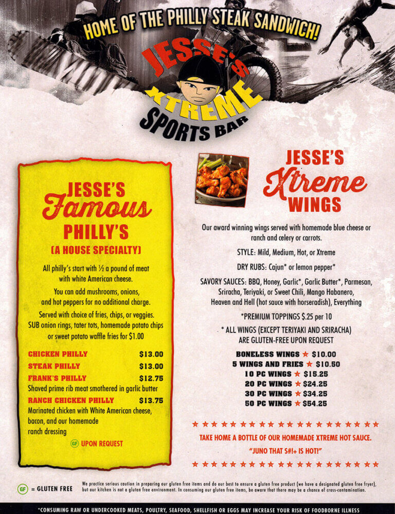 Jesse's Xtreme Sports Bar Menu1