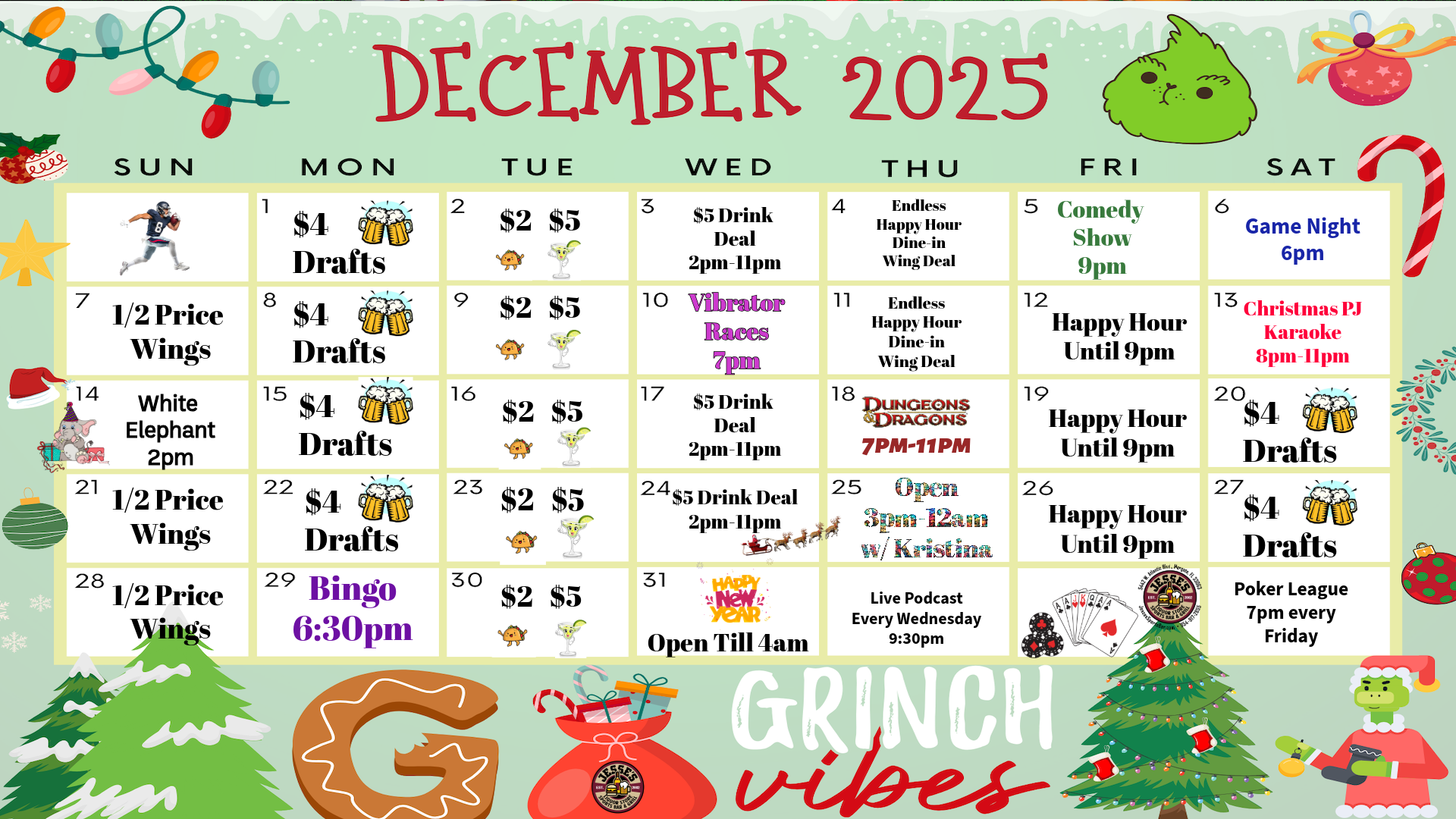 Monthly Events at Jesses Sports Bar & Grill