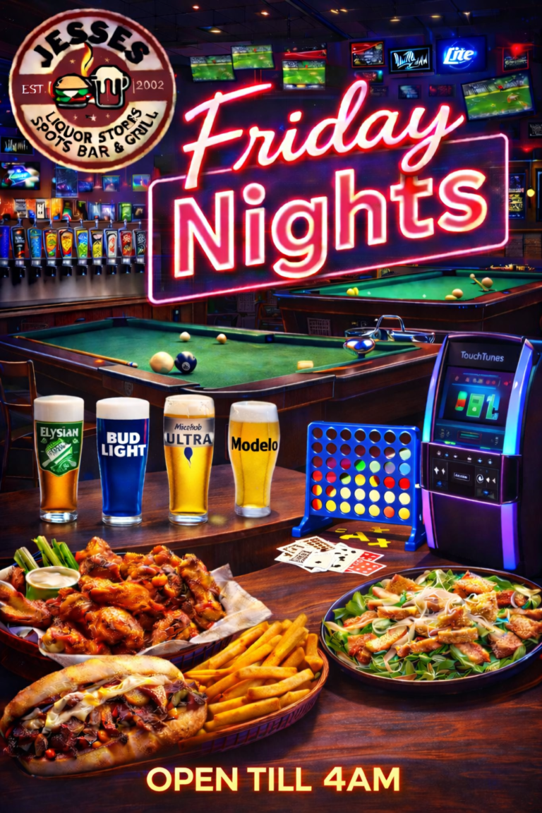 Friday Specials at Jesses Sports Bar and Grill: $5 Jack Fire or Jack Honey shots, and Grilled Cheese with Soup for lunch and dinner.