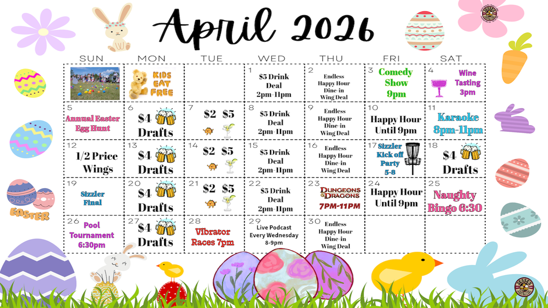 Monthly Events at Jesses Sports Bar & Grill