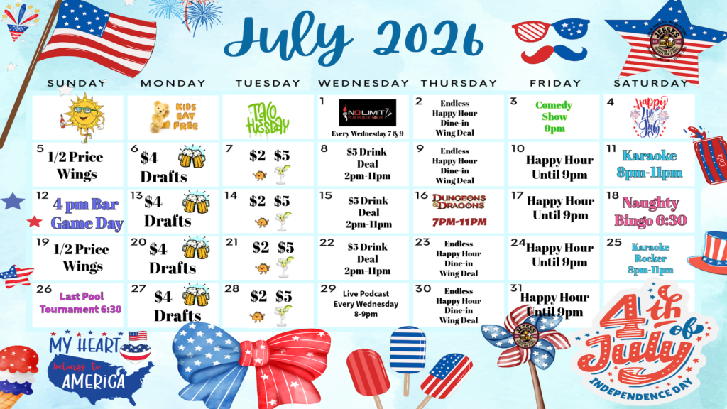 Monthly Events at Jesses Sports Bar & Grill
