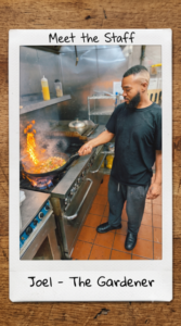 Joel, "The Gardener" cook… cooking over an open flame